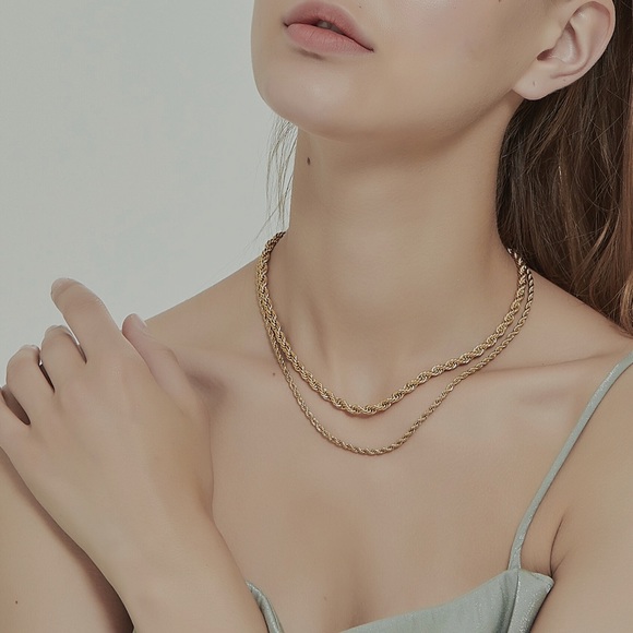 Vintage Gold Plated French Rope Chain Necklace - Picture 7 of 9